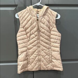 NY & Co. Tan Quilted Hooded Puffer Vest - Women